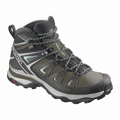 Salomon X ULTRA 3 MID GORE-TEX - Naisten Vaelluskengät - Oliivinvihreä/Mustat